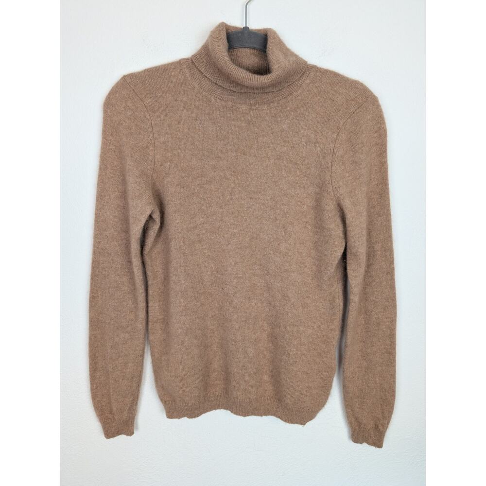 Charter Club Cashmere Sweater Luxury Turtleneck Knit Camel Tan Neutral Size M